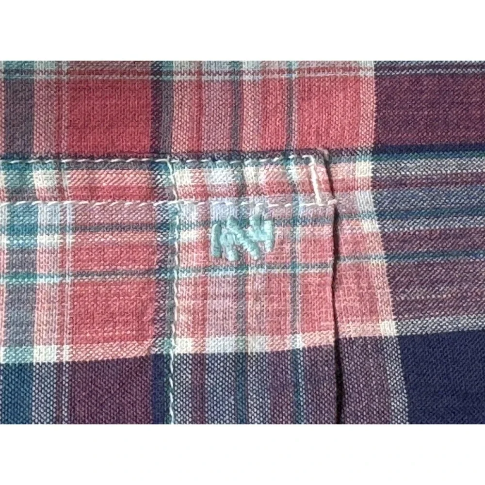 IZOD Shirt Mens 4XL Multicolor Plaid Short Sleeve Cotton Button Down Relaxed Fit - Picture 7 of 10